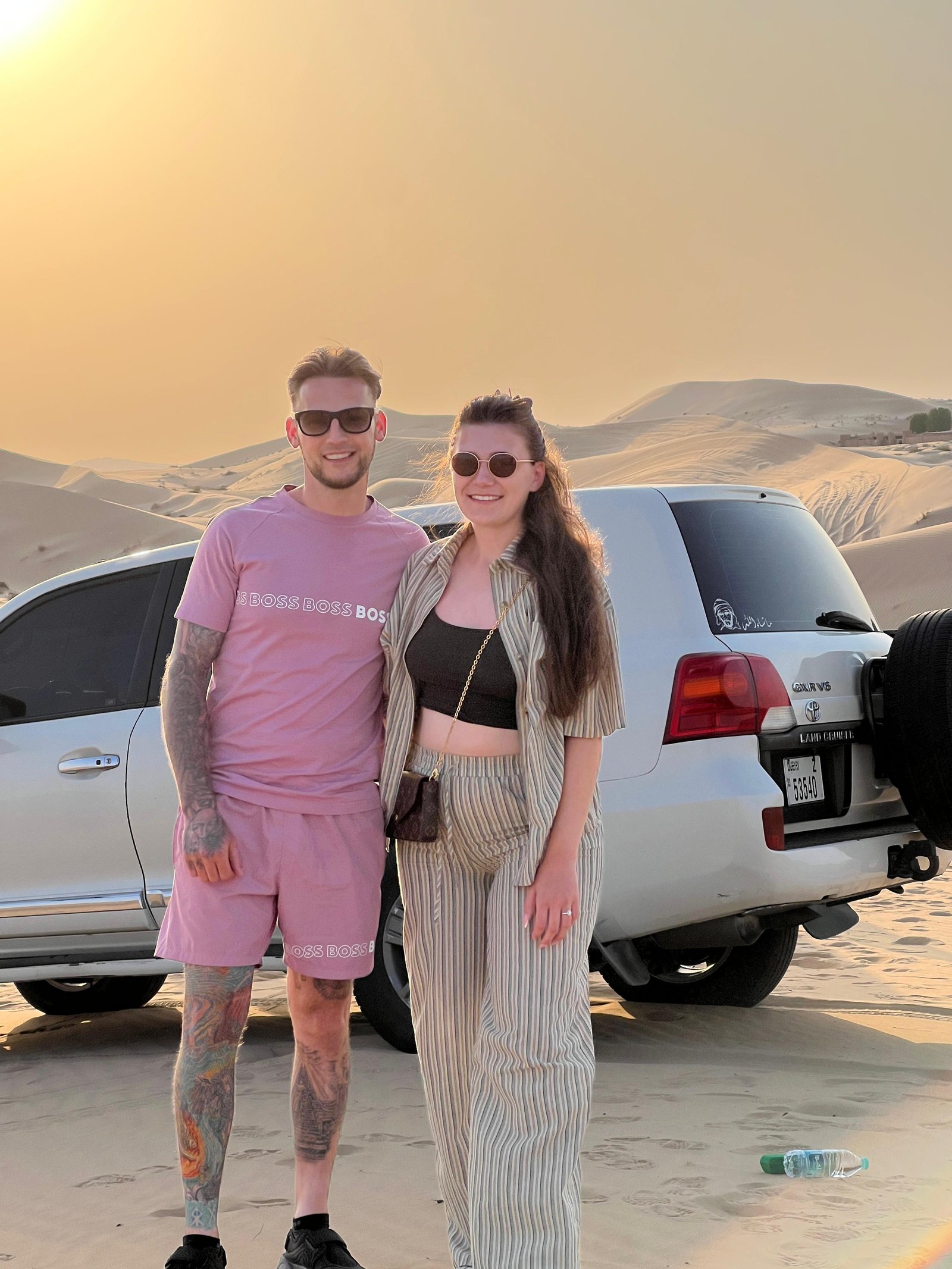 Couple on a romantic desert safari in Abu Dhabi