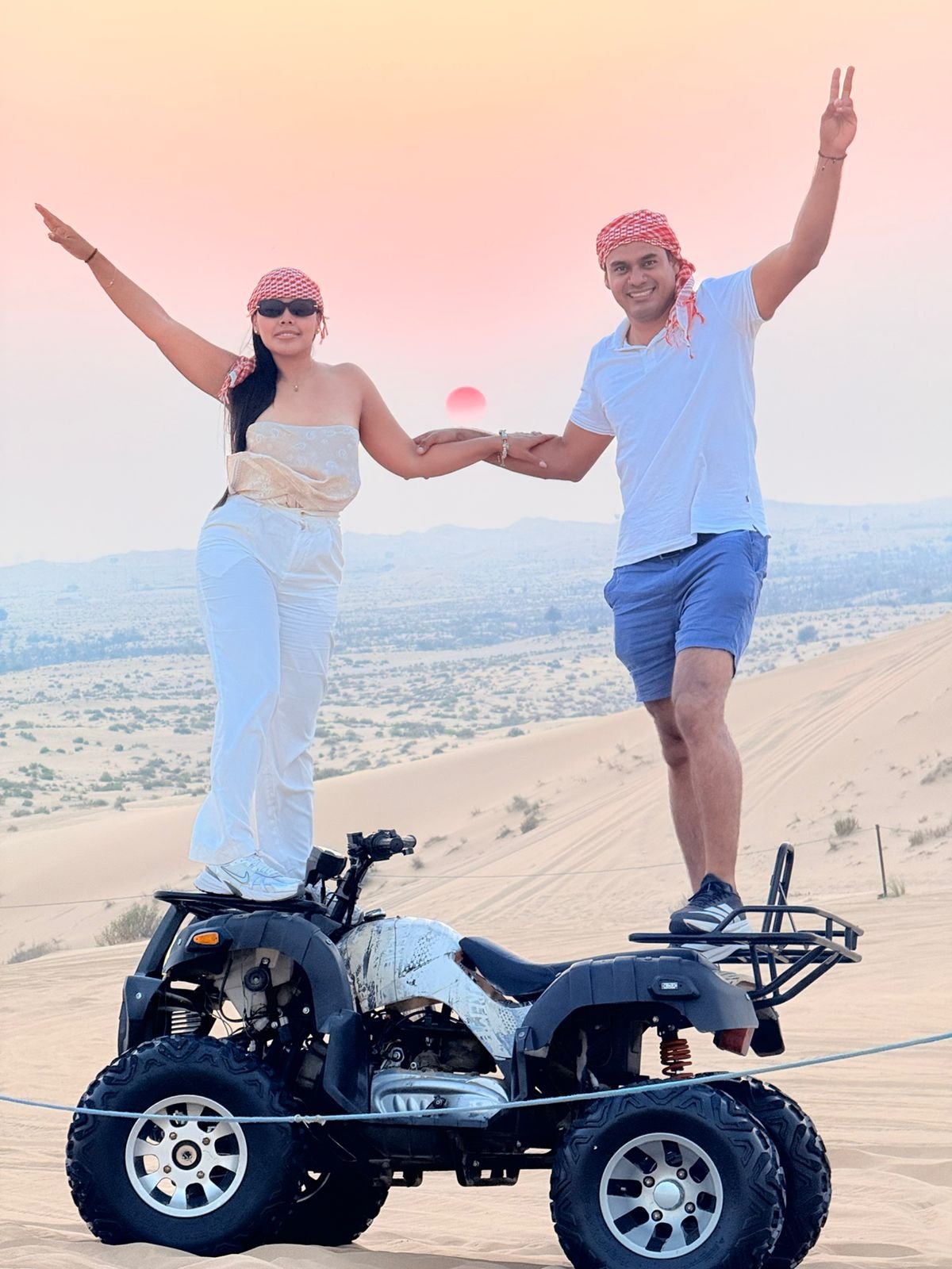 Romantic desert proposal setup in Abu Dhabi